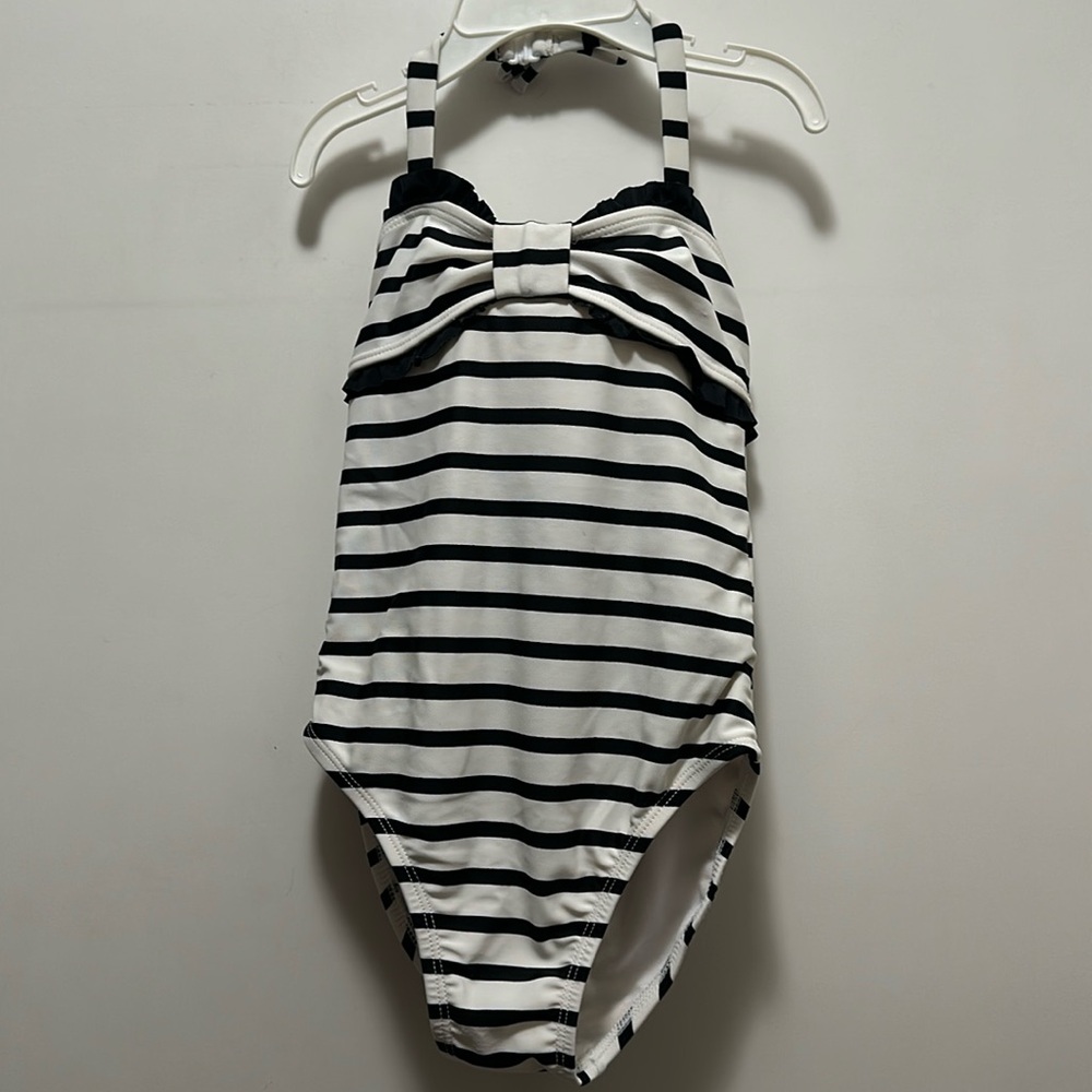 Janie & Jack Barbie vibes swimsuit with black & white stripes size 4